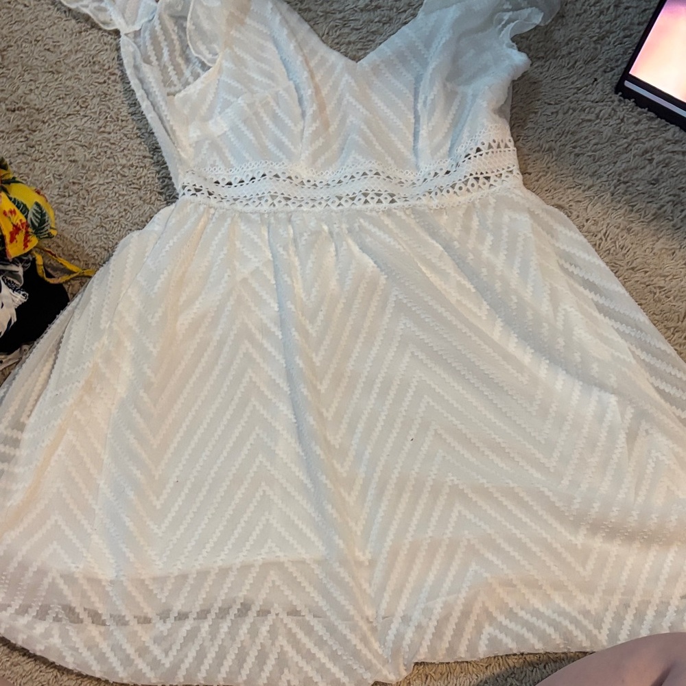 White Chevron Pattern Dress
